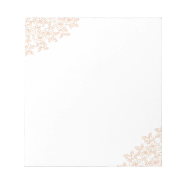 Bloco De Notas Peach Fuzz Flower Border Personalizável & Elegante (Frente)