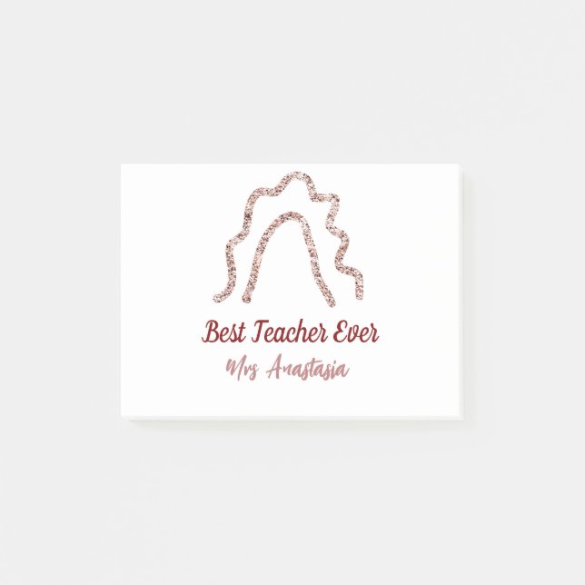 Bloco De Notas Peach marron glitter rainbow teacher appreciation  (Frente)