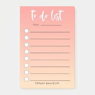 Bloco De Notas Peach Ombre Brusch com Letra Para Fazer