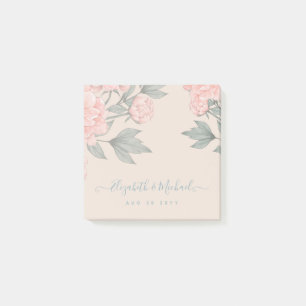 Bloco De Notas Peach Peonies Sage Orçamento Floral Casamento