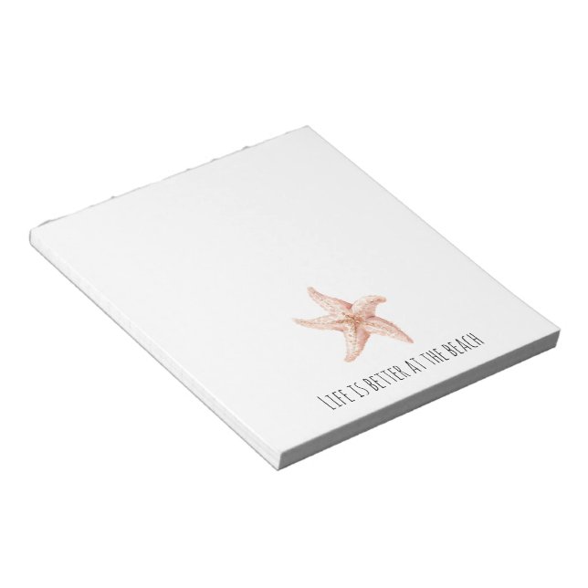 Bloco De Notas Peach Starfish Better at Beach (Inclinado)