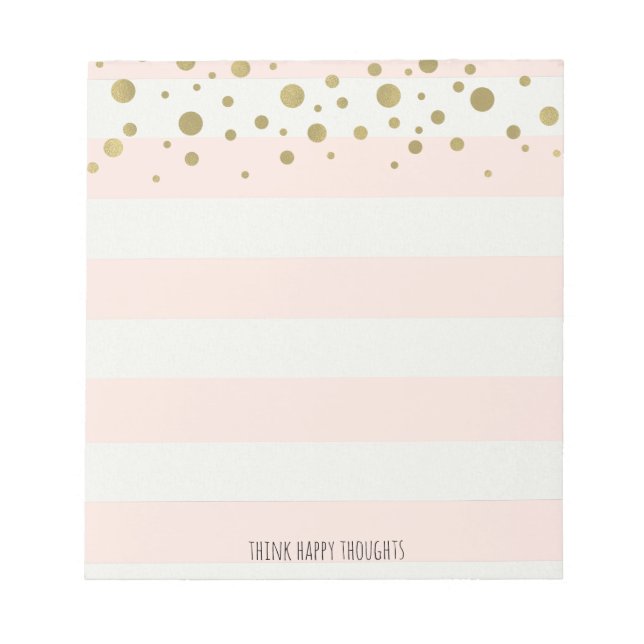 Bloco De Notas Peach White Stripes com Confetti Dourado (Frente)