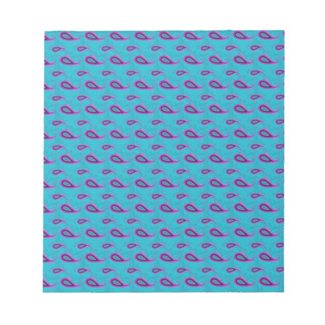 Bloco De Notas Peacock e Magenta Paisley Pattern (Frente)