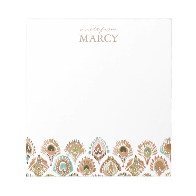 Bloco De Notas PEACOCK MERMAID Aqua Douradas Escalas e Penas (Frente)