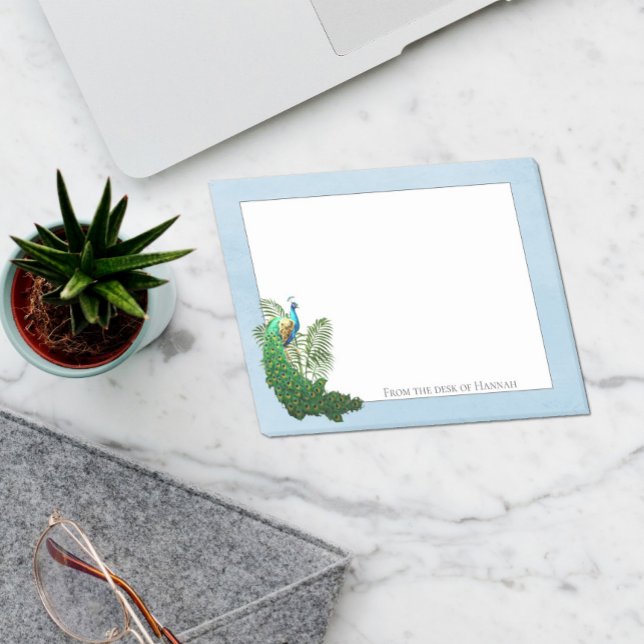 Bloco De Notas Peacock Vibrante | Notas personalizadas azuis (Criador carregado)