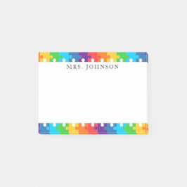 Bloco De Notas Peças de Puzzle Colorido Nome do Professor