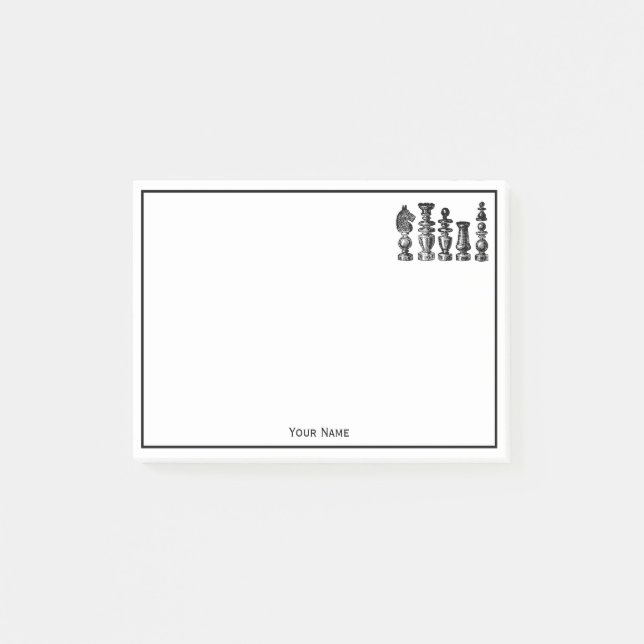 Bloco De Notas Peças de Xadrez Arte Vintage (Frente)
