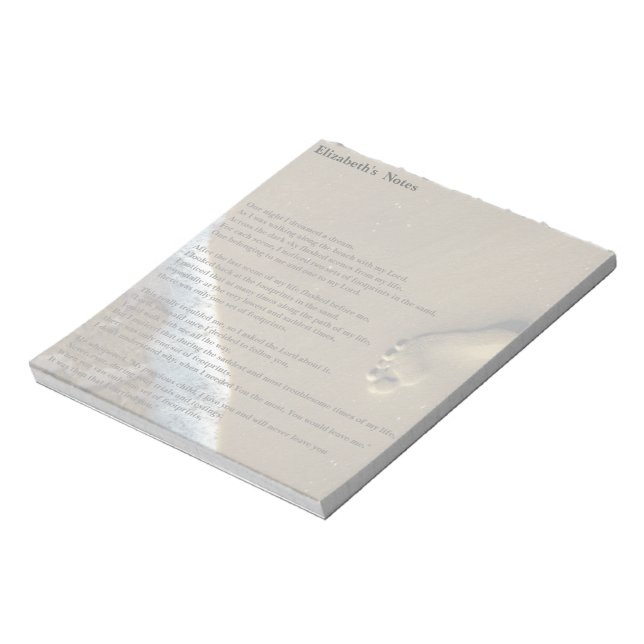 Bloco De Notas Pegada na areia com poema, personalizada (Invertido)