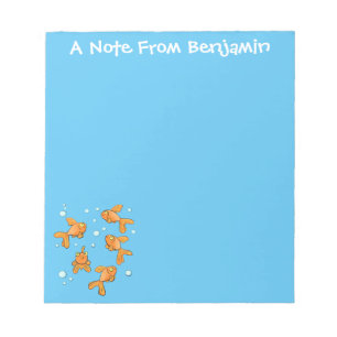 Bloco De Notas Peixe-ouro-laranja-branco na ilustração de desen
