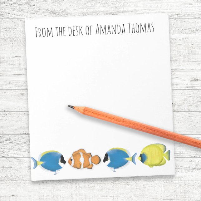 Bloco De Notas Peixes Tropicais Cuxos Personalizados (Tropical Fish Personalized Notebook.)