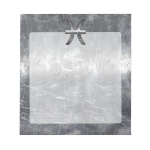 Bloco De Notas Peixes Zodiac Sign in grunge Steel