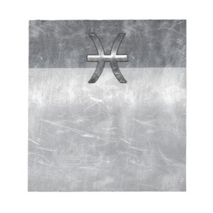 Bloco De Notas Peixes Zodiac Sign in grunge Steel style impressão