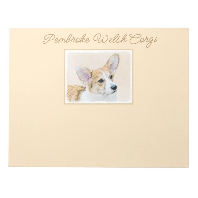 Bloco De Notas Pembroke Welsh Corgi - Pintura Original para Cacho (Frente)