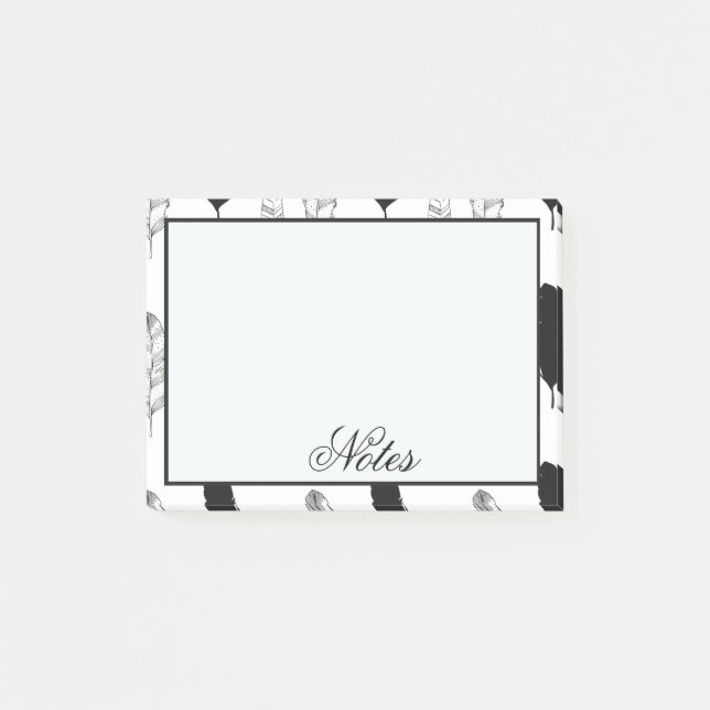 Bloco De Notas Penas brancas e pretas (Frente)