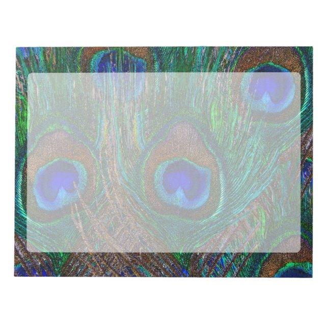 Bloco De Notas Penas de Peacock Vibrantes, Etapa de Estilo (Frente)
