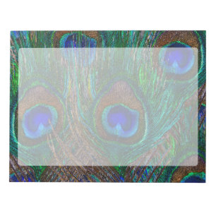 Bloco De Notas Penas de Peacock Vibrantes Etching Style Decor