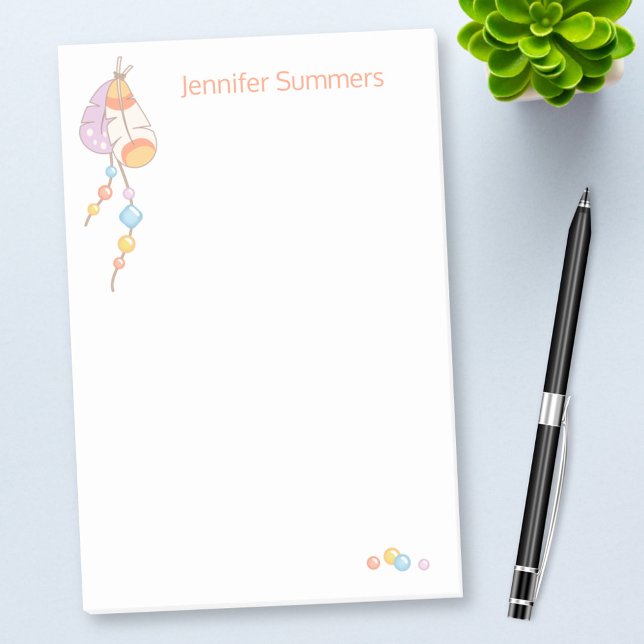 Bloco De Notas Penas e Miçangas de Boho Dreamcatcher Tribal (Criador carregado)