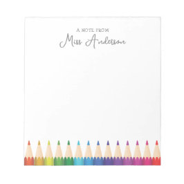 Bloco De Notas Pencils coloridos do nome do professor personaliza