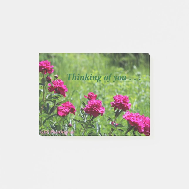Bloco De Notas Pensando em vocês peônias (Frente)
