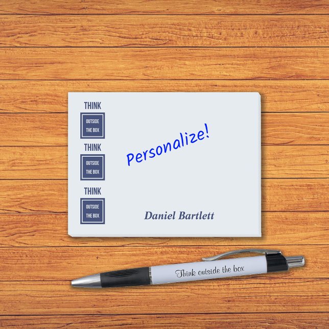 Bloco De Notas Pense fora da caixa, azul inteligente (Criador carregado)