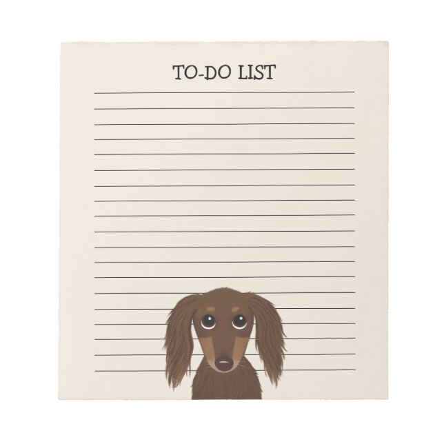 Bloco De Notas Penteado Chocolate Dachshund | Cachorro De Wiener  (Frente)