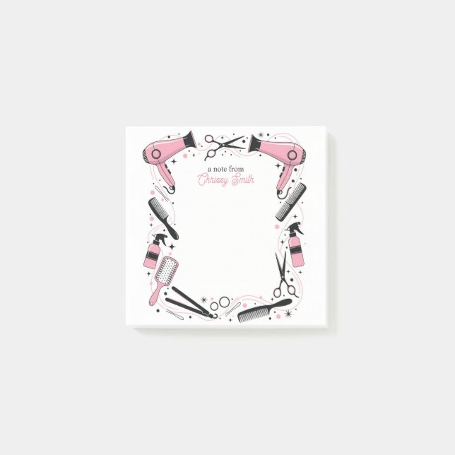 Bloco De Notas Penteador Estrelas & Brilhos Rosa Personalizado (Frente)