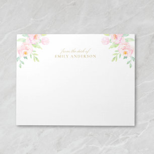 Bloco De Notas Peony Floral Cor-de-Água Rosa Da Mesa