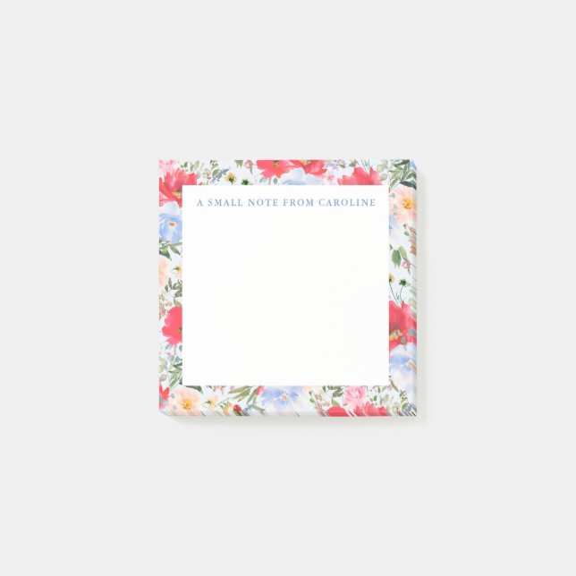 Bloco De Notas Pequena Nota Adesiva Floral Post-It (Frente)