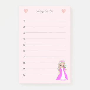 Bloco De Notas Pequena Princesa em Coisas a Fazer Lixadas Rosa Cl