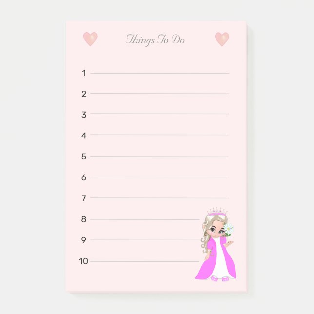 Bloco De Notas Pequena Princesa em Coisas a Fazer Lixadas Rosa Cl (Frente)