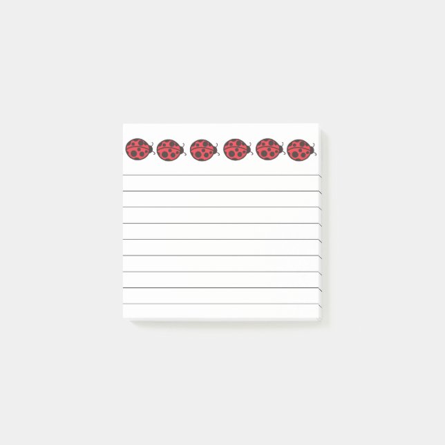 Bloco De Notas Pequenas Notas Adhesivas de Joaninhas Vermelhas (Frente)