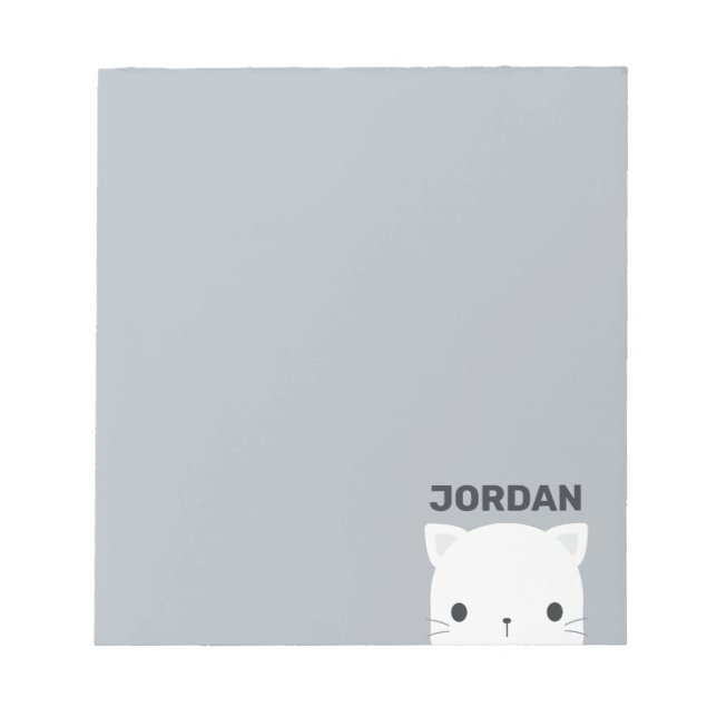 Bloco De Notas Pequeno Gato Bonito com Nome Personalizado (Frente)