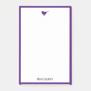Bloco De Notas Pequeno pássaro roxo e borda em branco
