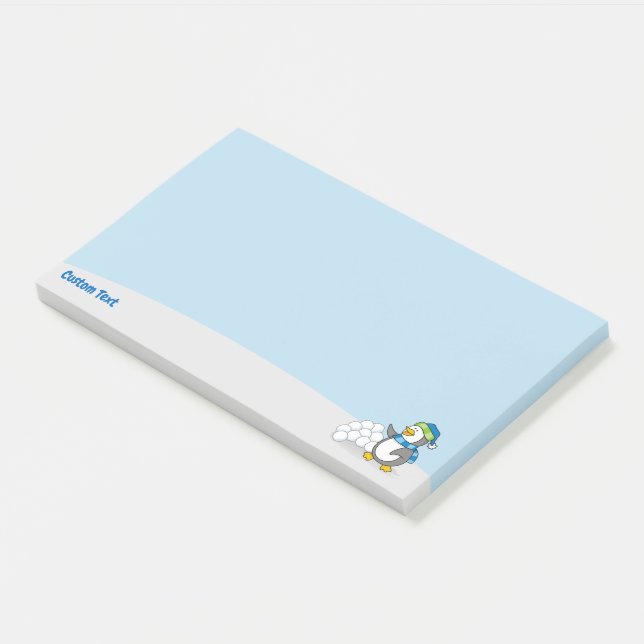 Bloco De Notas Pequeno pinguim com bolas de neve acenando com Pos (Inclinado)