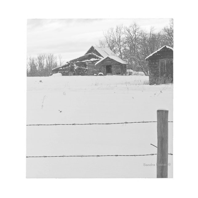 Bloco De Notas Pequenos Shacks com Cerca Cena de Inverno (Frente)