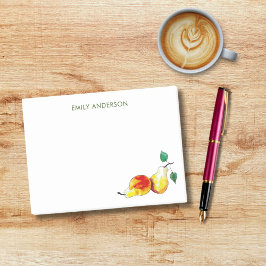 Bloco De Notas Peras de Aquarela de Ouro Elegante Ilustradas à Mã