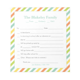 Bloco De Notas Perdão escolar Personalizada, Stripes Arco-Íris