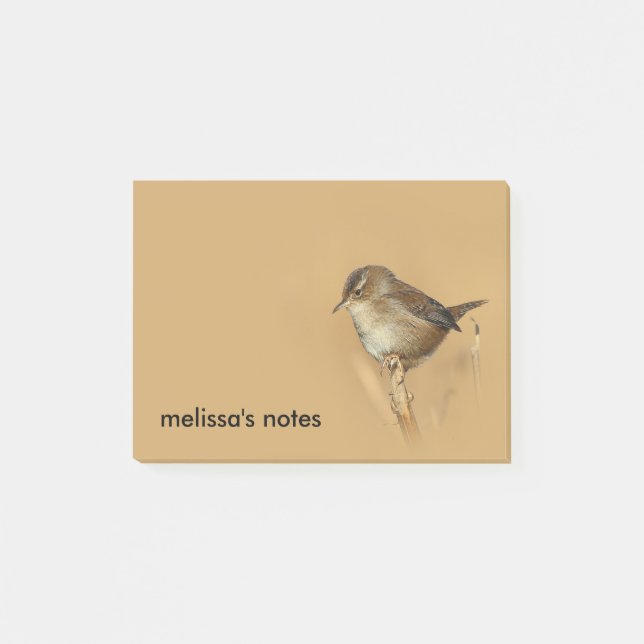 Bloco De Notas Perfil de uma bela Marsh Wren (Frente)