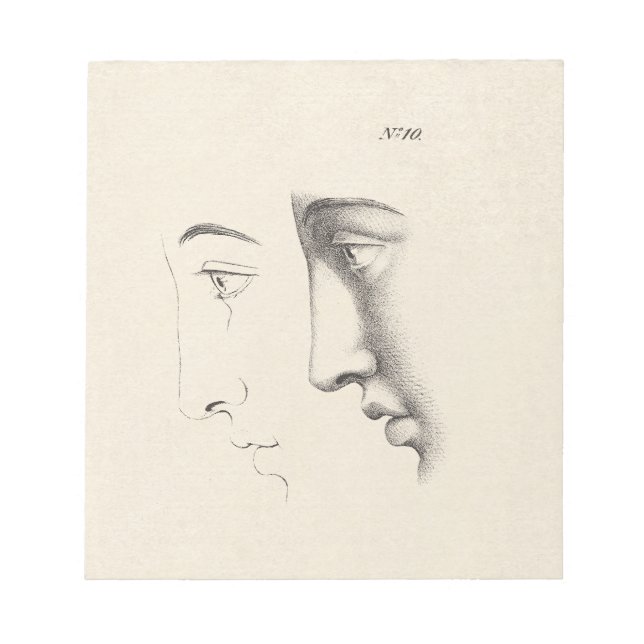 Bloco De Notas Perfil do Homem Bonito Engraçado Francês Antiquado (Frente)