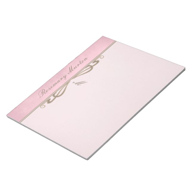 Bloco De Notas Pergaminho Rosa bonito Personalizado (Inclinado)