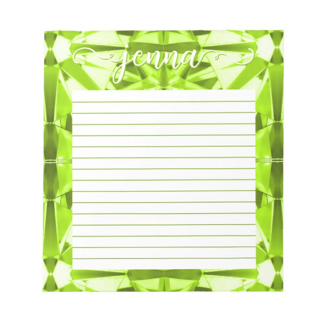 Bloco De Notas Peridot Gemstone Vinculado Personalizado (Frente)