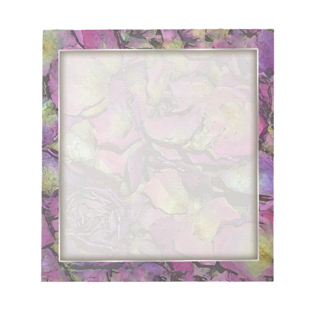Bloco De Notas Pérolas Rosa Rosa Rosa Rosa lavanda Aquarela (Frente)