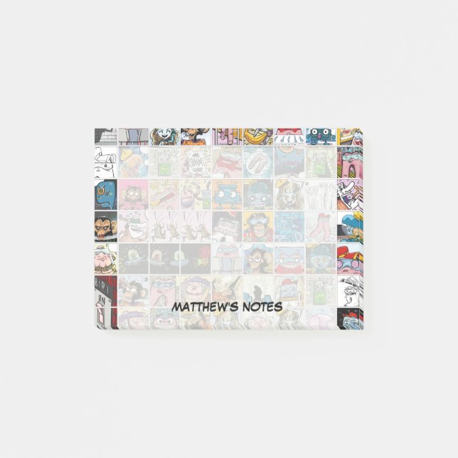 Bloco De Notas Personagens de Desenhos Divertidos Padrão Personal (Frente)