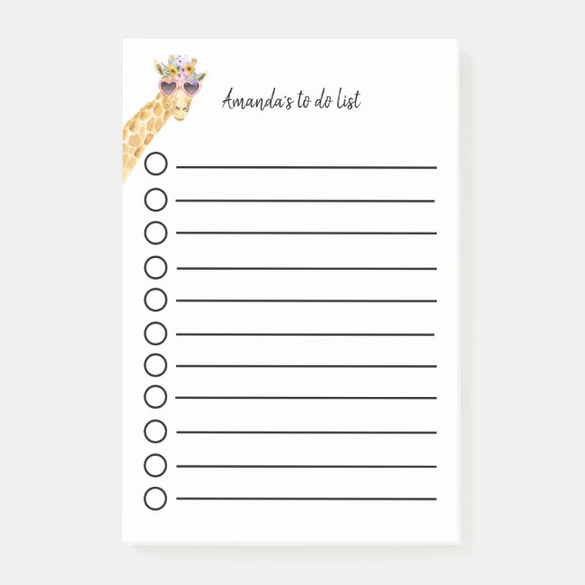 Bloco De Notas Personalisierbare Giraffe mit Blumen Sonnenbrille (Frente)