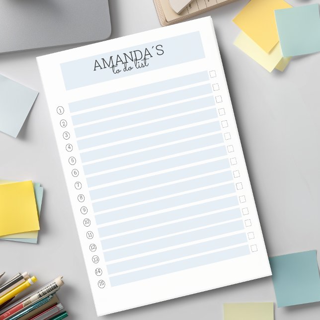 Bloco De Notas Personalisierbare Modern Blau Weiß Klebeze (Modern Custom Blue White Post-it Notes)