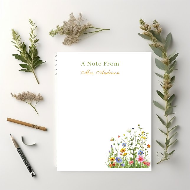 Bloco De Notas Personalização Botânica Floral de Apreciação do Pr (CUTE FLORAL TEACHER NOTEPAD)