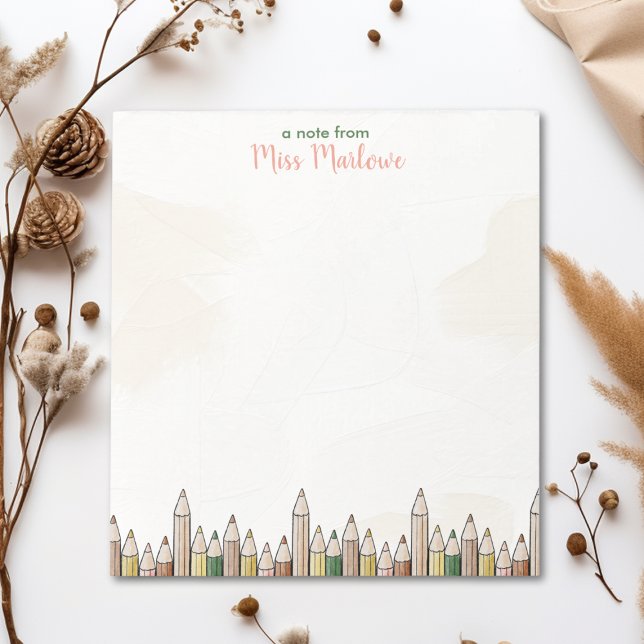Bloco De Notas Personalização da Apreciação do Professor Boho Pen (Boho Pencils Teacher Appreciation Personalized Notepad)