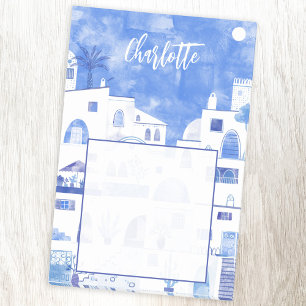 Bloco De Notas Personalizada para Aquarela da Grécia Santorini