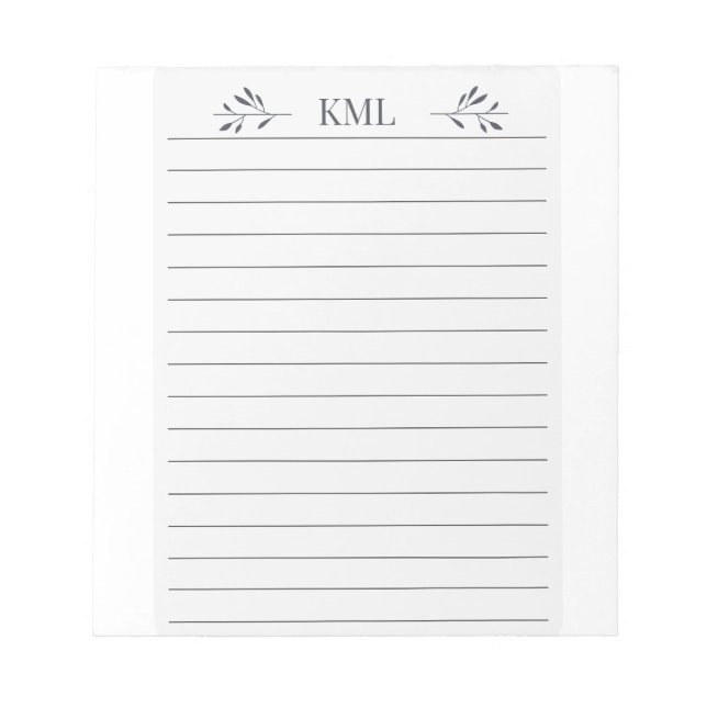 Bloco de Notas Personalizadas com Monograma de Fol (Frente)