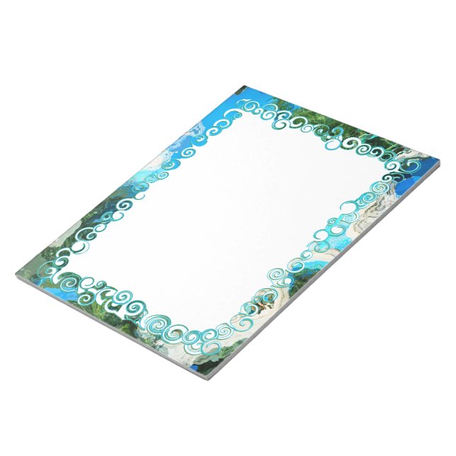 Bloco de Notas Personalizado Azul e Verde abstrato (Inclinado)
